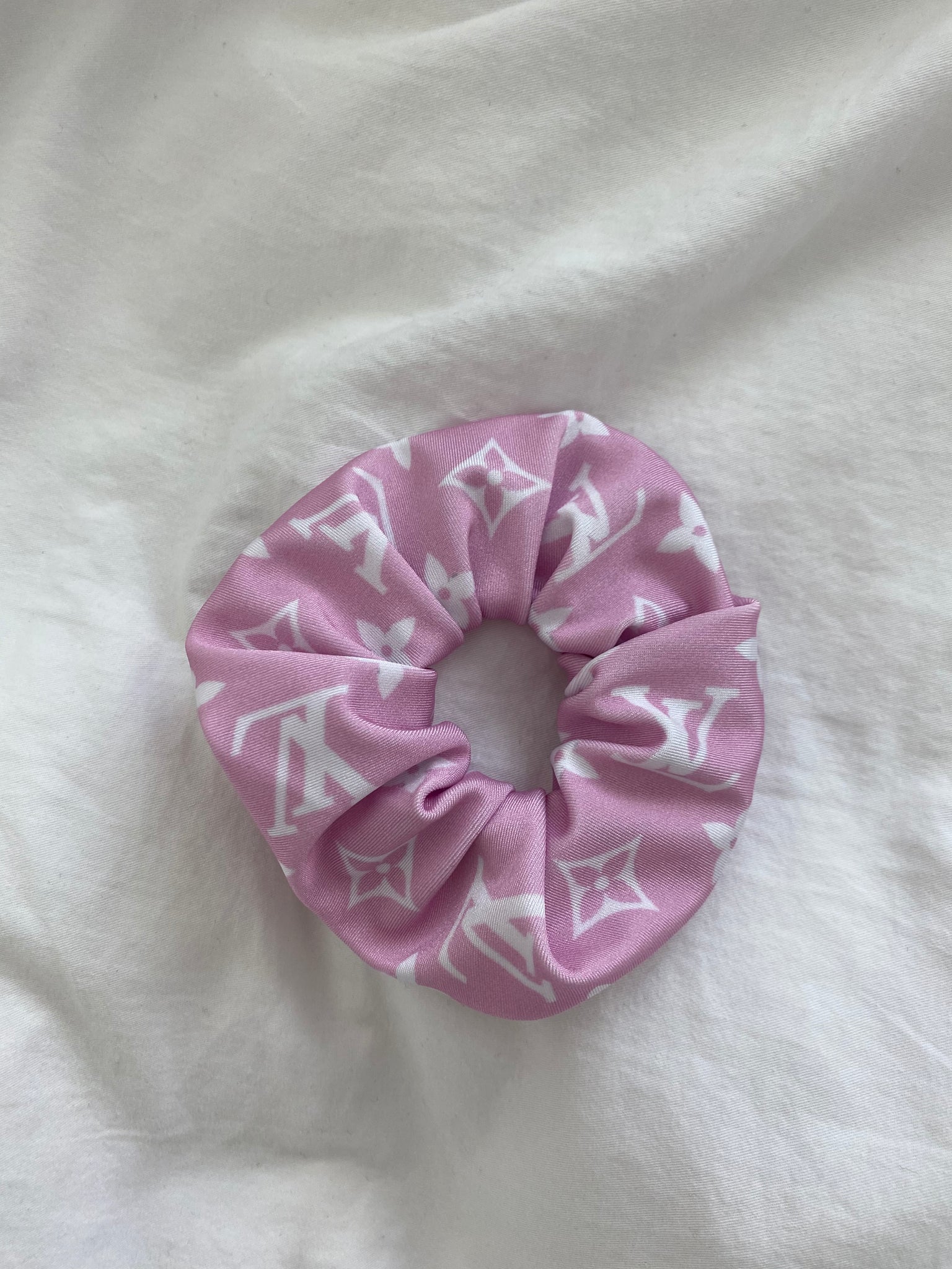 LV Inspired Bubblegum Pink Scrunchie - Designer Handmade