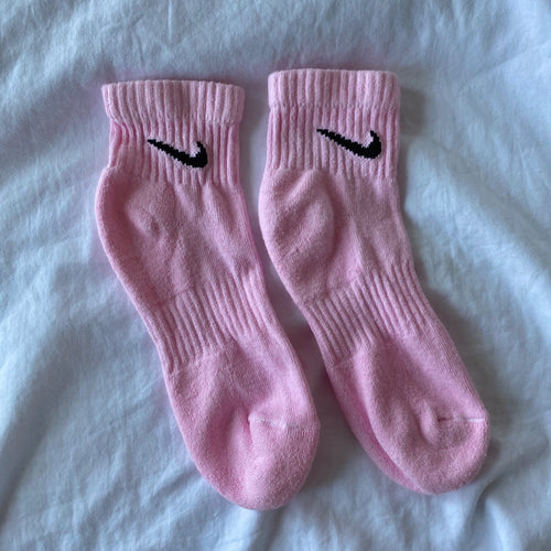 Custom Dyed Pink Nike Quarter Socks