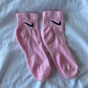 Custom Dyed Pink Nike Quarter Socks