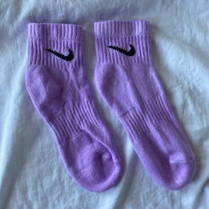 Custom Dyed Purple Nike Quarter Socks