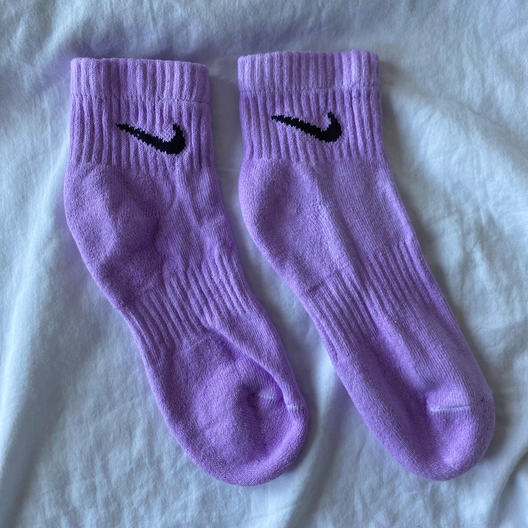 Custom Dyed Purple Nike Quarter Socks