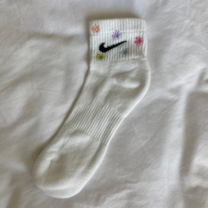 Multicolor Hand Embroidered Nike socks