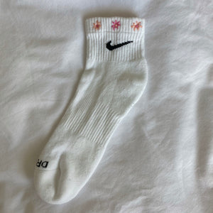Pink/Orange Hand Embroidered Nike Socks