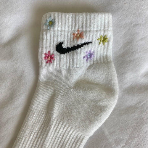 Multicolor Hand Embroidered Nike Socks