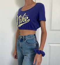 Load image into Gallery viewer, Reworked Nike Crop Top + Scrunchie