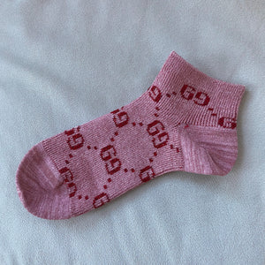 Designer Inspired Pink GG Socks